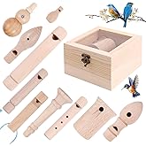 meiqidi Handcrafted 10-Piece Wooden Bird Call Game Set in Acrylic Wooden Box - Unique Gifts for Birdwatchers, Nature Lovers, Outdoor Exploration & Education