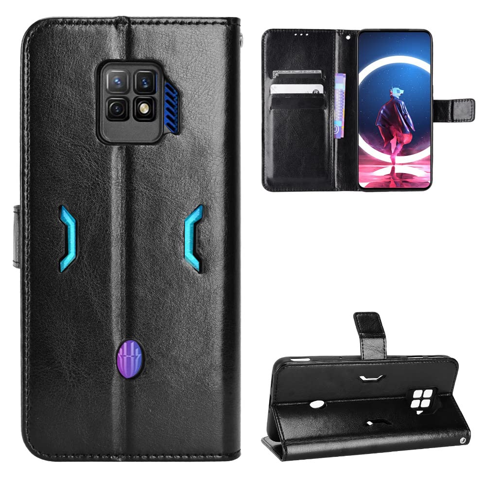BellaCase ZTE Nubia Red Magic 7 Pro Case [Wallet Case] [Kickstand] [Card Slots] [Magnetic Flip Cover] Compatible with ZTE Nubia Red Magic 7 Pro Smartphone(Black)