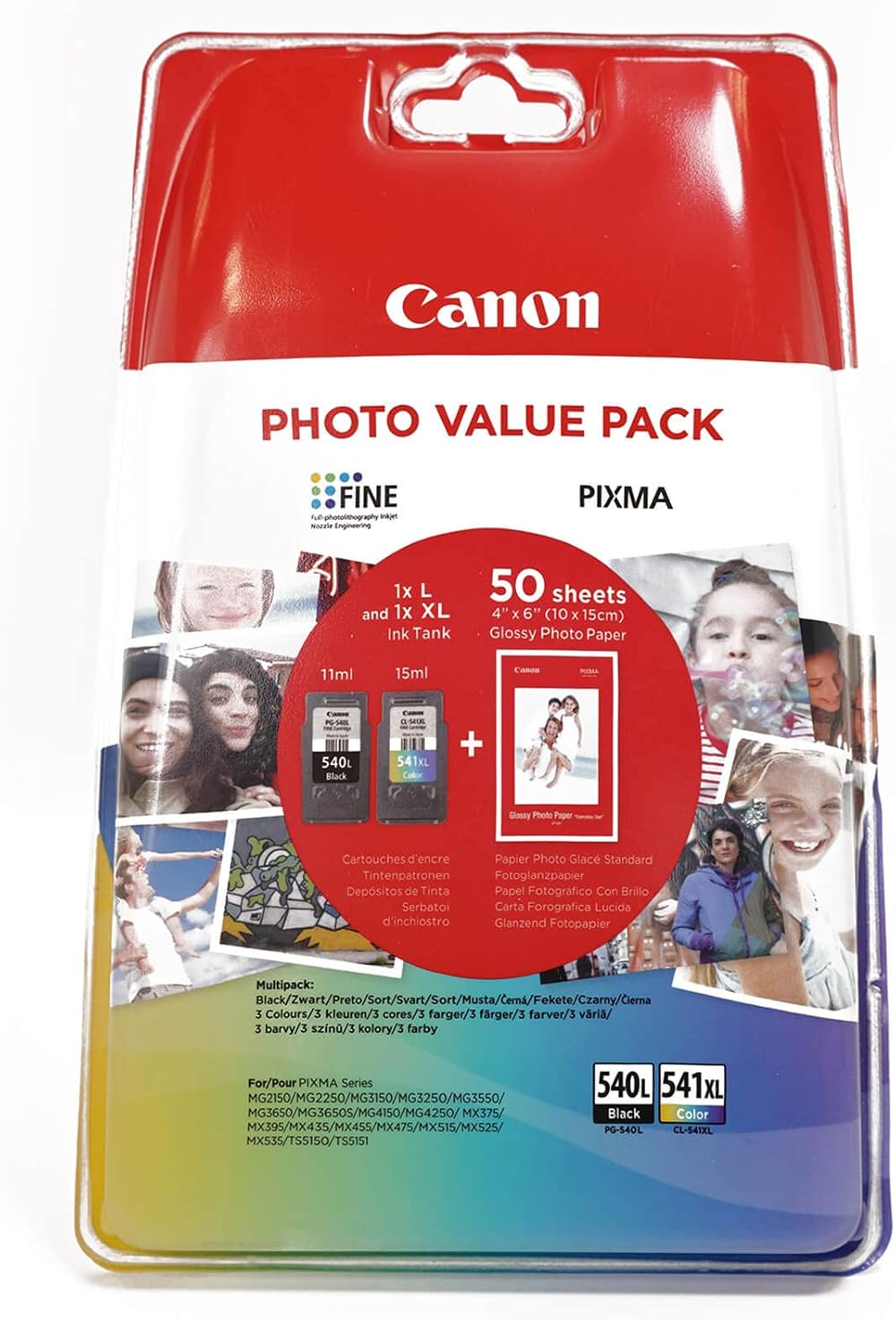 Canon PG-540L CL-541XL Ink Pack with 50 Photo Paper 10x15 Secure Blister