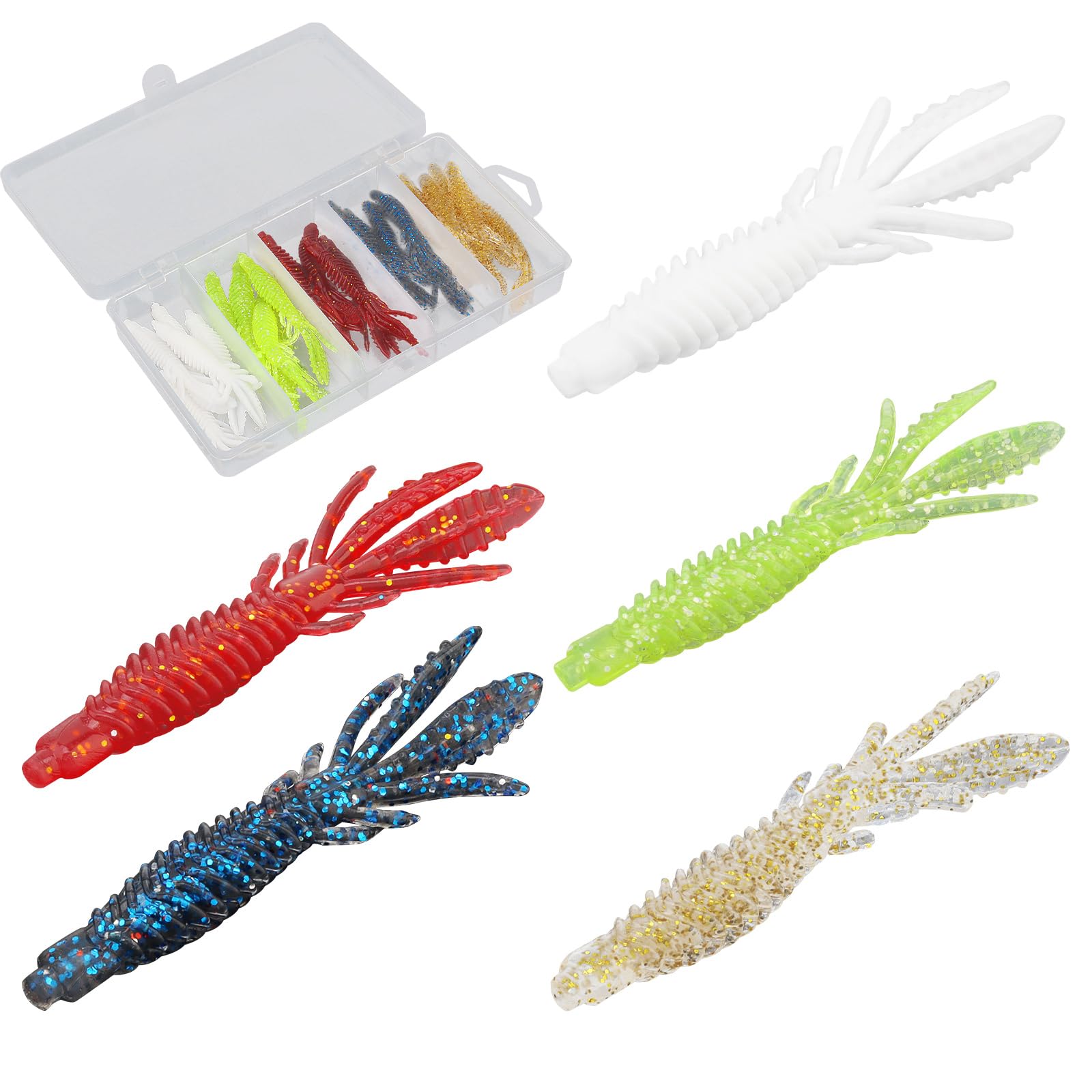 OriGlam 25pcs Soft Crayfish Crawfish Artificial Lure Shrimp Bait for Bass Freshwater or Saltwater