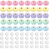 Isslly 80pcs Colorful Soft Fluffy Beads, 0.9in Faux Fur Pom Pom Beads, Fuzzy Spacer for Pens Earrings Keychains Hair Accessories Bag DIY Crafts- 6 Colors