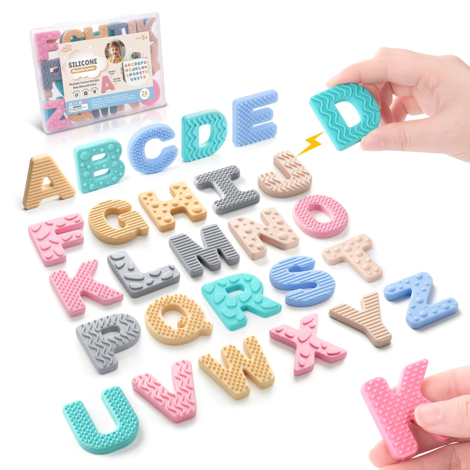 Sensory Silicone Alphabet Magnetic Letters: 26 Uppercase ABC Fridge Magnets for Toddlers & Kids, Preschool Learning Spelling Alphabet Magnets, Easter Basket Stuffers Birthday Gifts for Boys Girls
