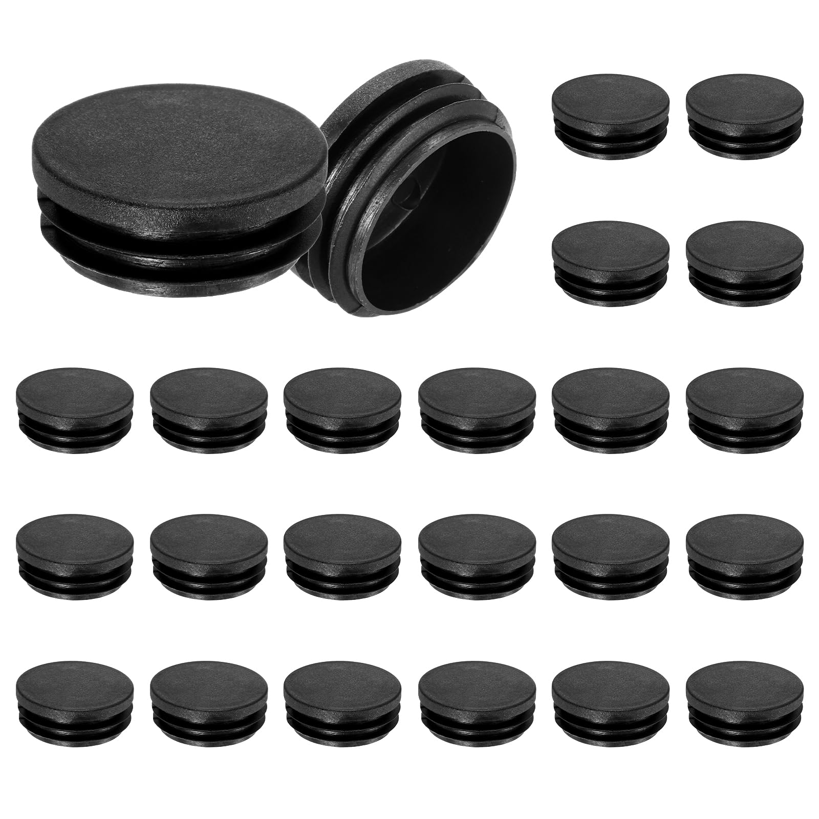 M METERXITY 50 Pack Round Plastic Plug, OD 45mm Furniture Tube Inserts Pipe Hole End Caps for Tubing Post/Glide Insert for Pipe Post/Table Chair Leg/Metal Tubing/Fence [Black]