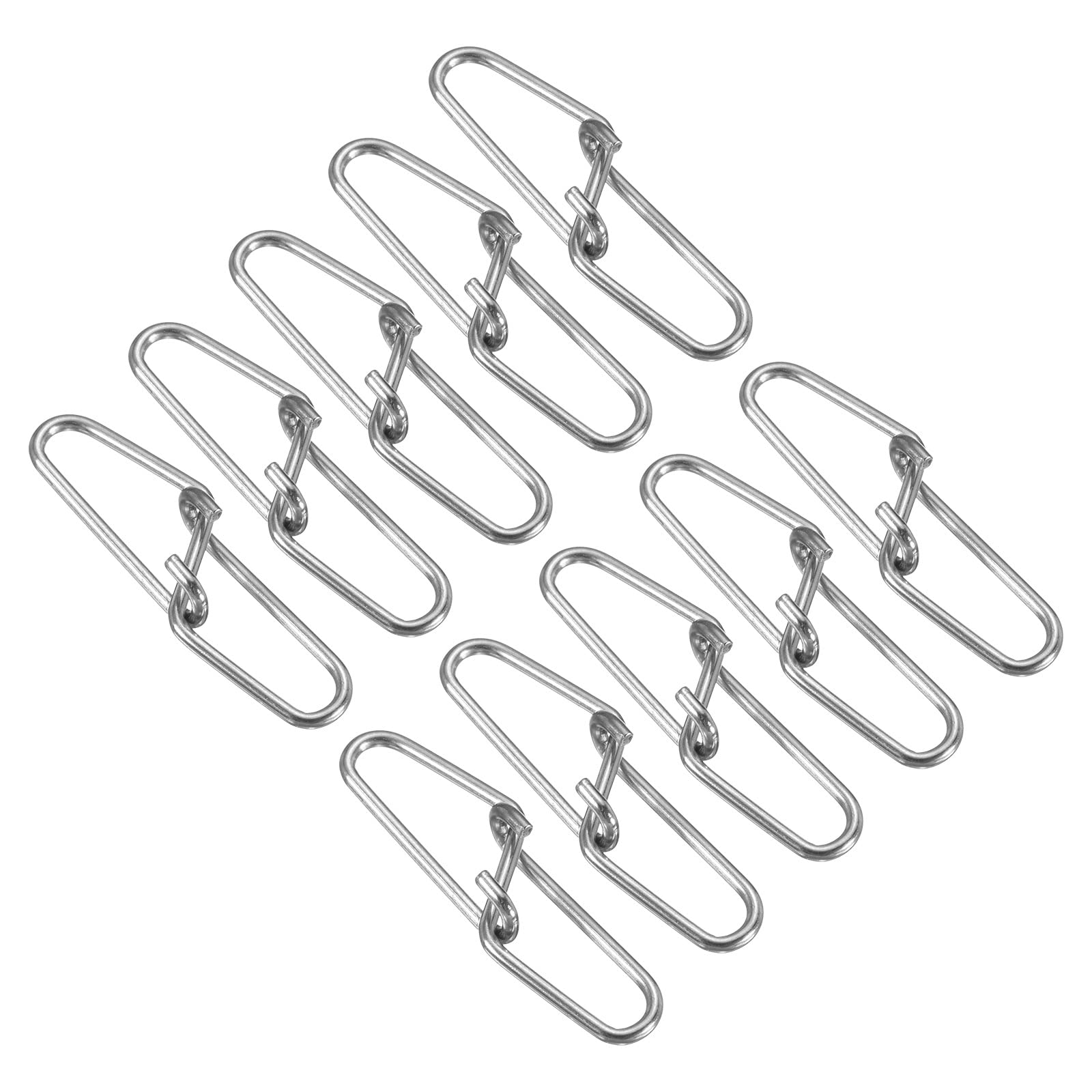 PATIKIL Duo-Lock Snaps, 100 Pack 66LBS Stainless Swivel Slid Rings Fishing Tackle Kit for Saltwater Freshwater, Silver