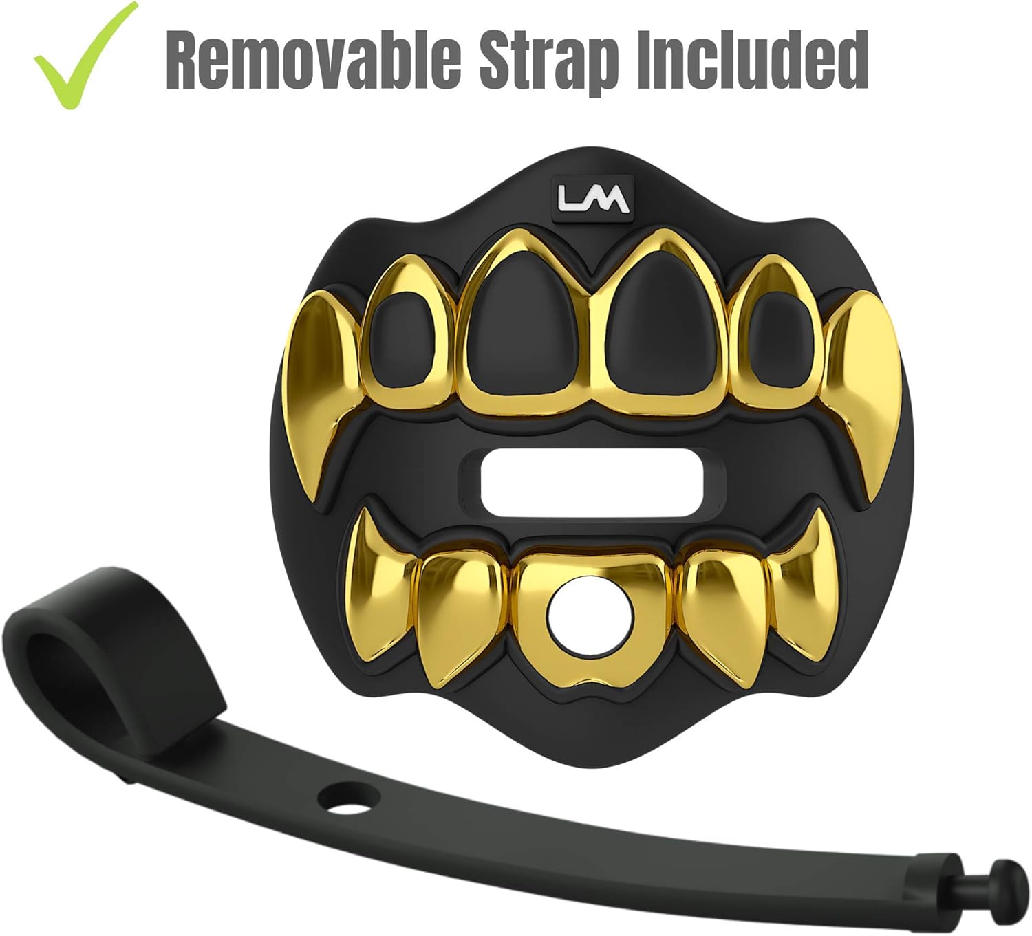 Loudmouth Football Mouth Guard | 3D Chrome Grillz Adult & Youth Mouth Guard | Mouth Piece for Sports | Maximum Air Flow Mouth Guards | Lip and Teeth Protector (3D Grillz - Chrome Black/Gold) : Sports & Outdoors