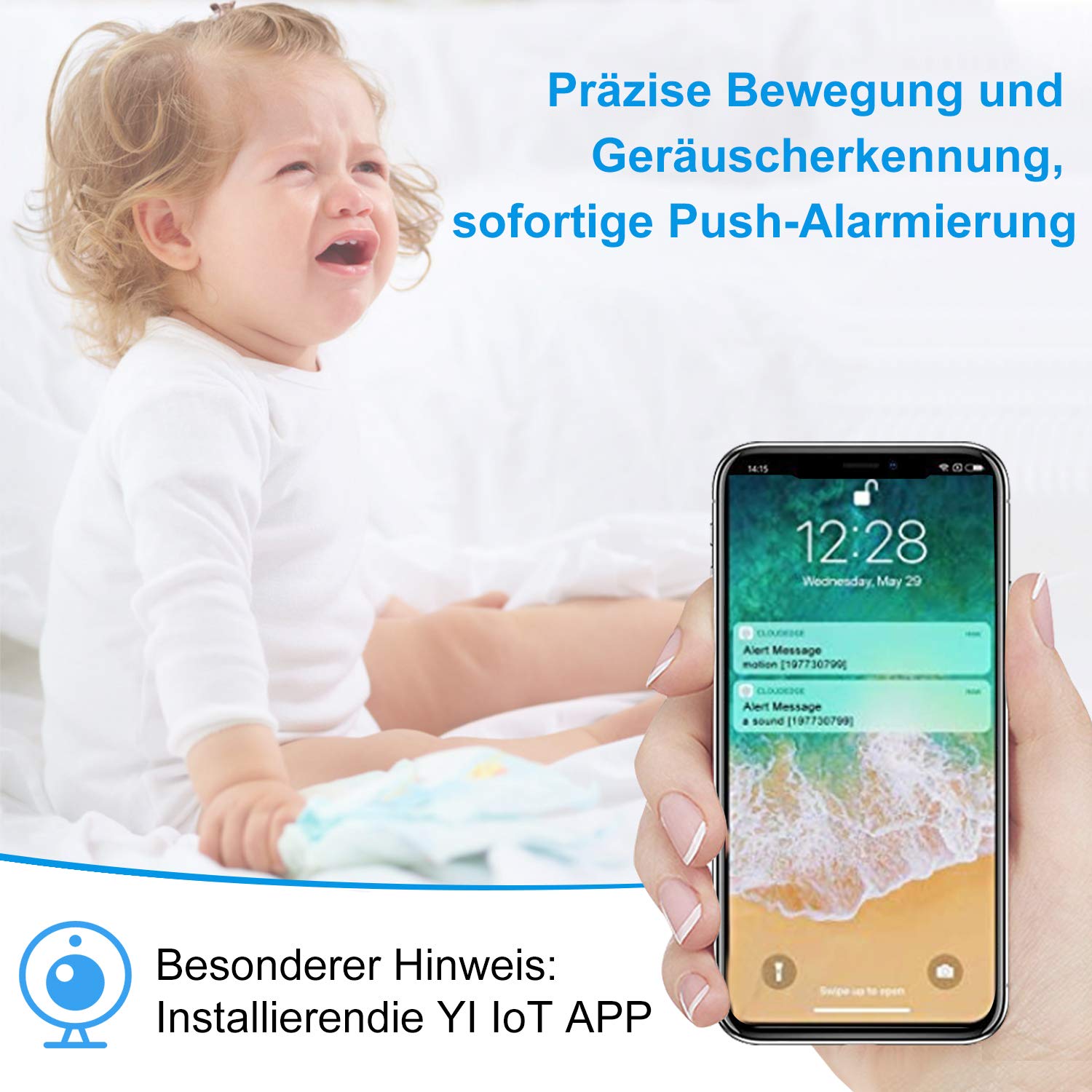 WLAN IP Kamera, bedee WiFi Überwachungskamera 1080P HD Sicherheitskamera mit Bewegungserkennung, Zwei-Wege-Audio WLAN Kamera Indoor Nachtsicht, Haustier/Home/Baby Monitor 355°/110°Schwenkbar Schwarz