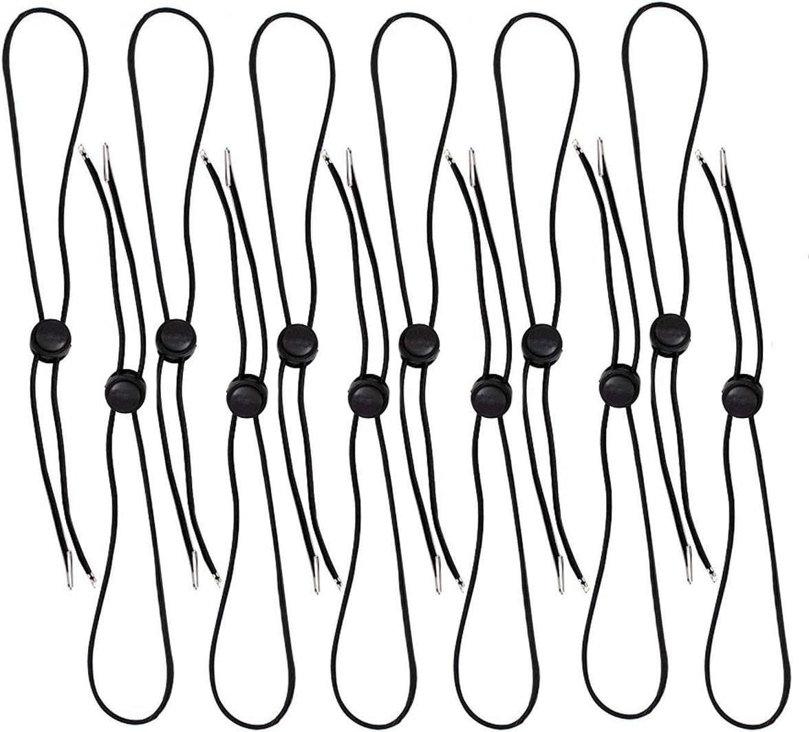 12Pcs Flexible Removable Hat Chin Cord Windproof Chin Strap Hat Accessories with Adjustable Cord Fastener (Black): Health & Personal Care