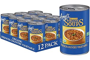 AMY'S Amy’s Soup, Vegan Hearty French Country Vegetable Soup, Gluten Free, Made With Organic Rice, Vegetables and Herbs, Canned Soup, 14.4 Oz (12 Pack)