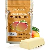 era of nature Organic Unrefined Raw Mango Body Butter Block 8oz - Moisturizing Mango Seed Raw Butter Bar for Skin & Hair, DIY Lip Balm Base, Cream, Soap & Lotion Making Supplies Kit, Personal Skincare