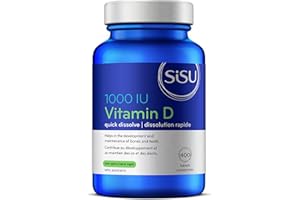 SISU Vitamin D 1000 IU, Unflavoured | Essential to Proper Calcium Absorption and Preventing Bone Loss | 400 Tiny, Quick-Disso