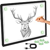 Phylosal Magnetic A3 Light Pad, Super Bright Light Box with Side Button, Diamond Art Light Board, Lightbox for Tracing and Drawing, USB Power Artcraft Light Table for Sketching, Weeding Vinyl (Black)