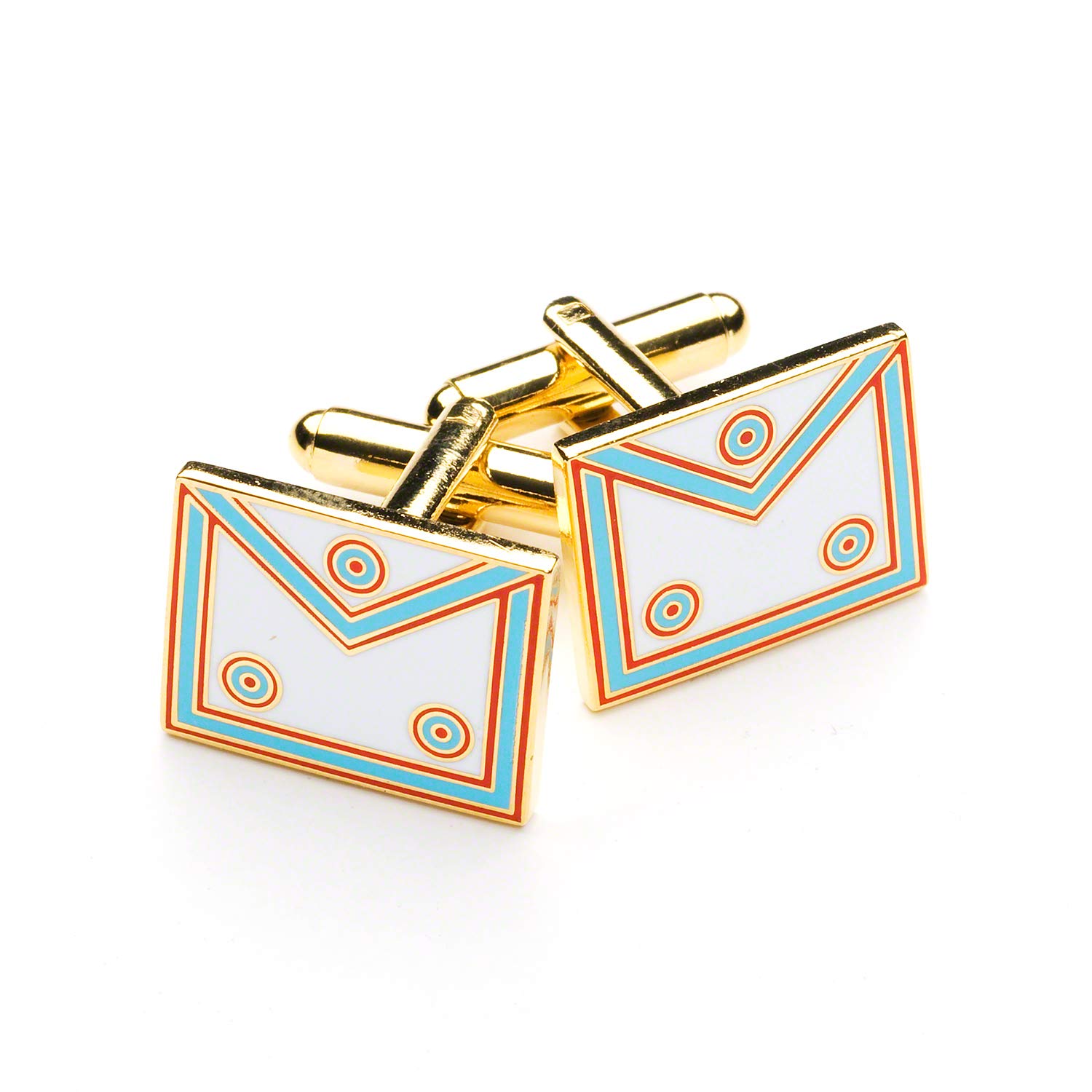 THE MASONIC COLLECTION - Mark Degree Master Mason Apron Cufflinks for Men - Gold Plated - Comes in Cufflink Box/Velvet Pouch - Freemason Gifts for Men