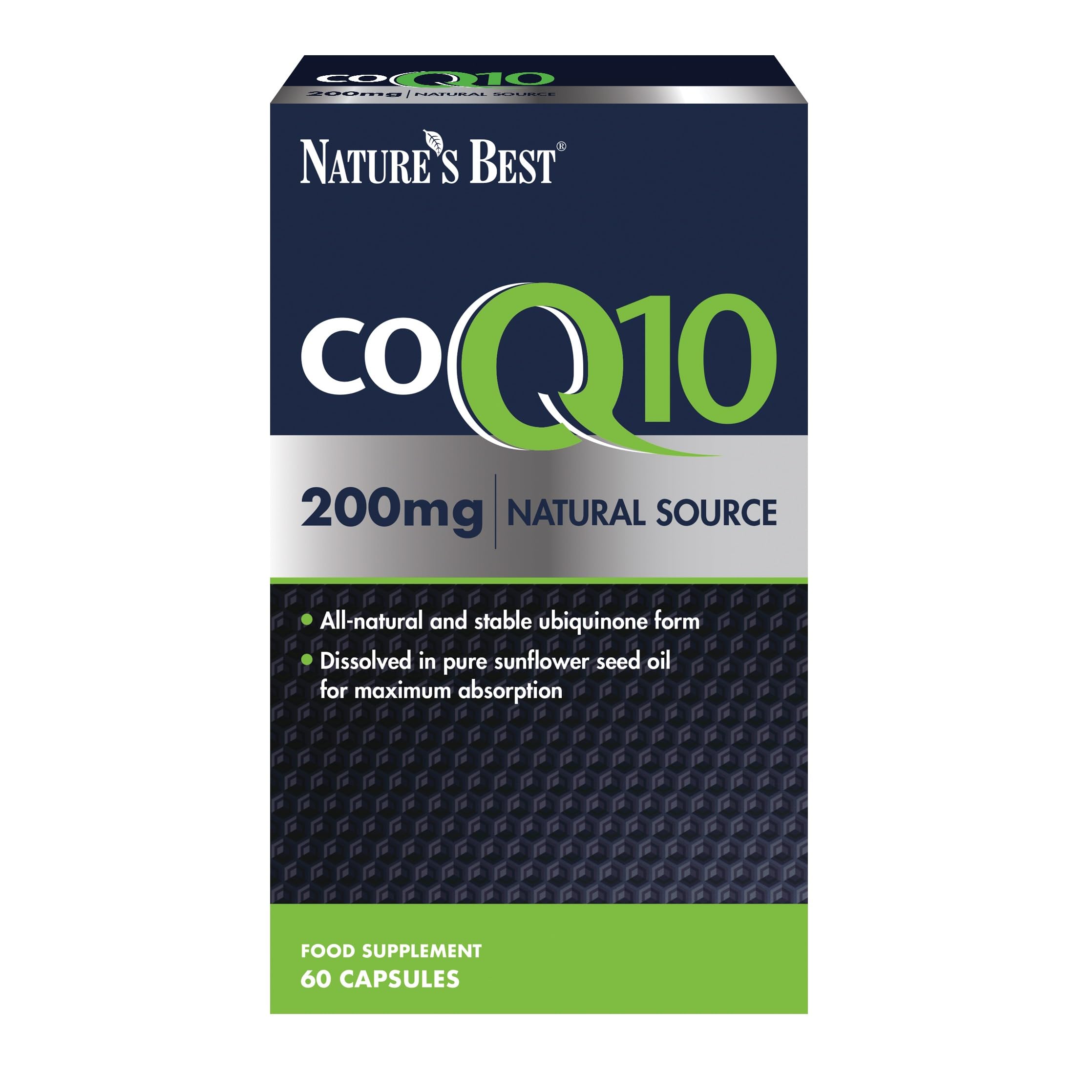 Nature's Best Co Enzyme Q10 - High Strength CoQ10 Supplement - One-a-Day - High Potency, Fast Absorption - UK Made - 200mg, 60 Capsules (2 Months' Supply)