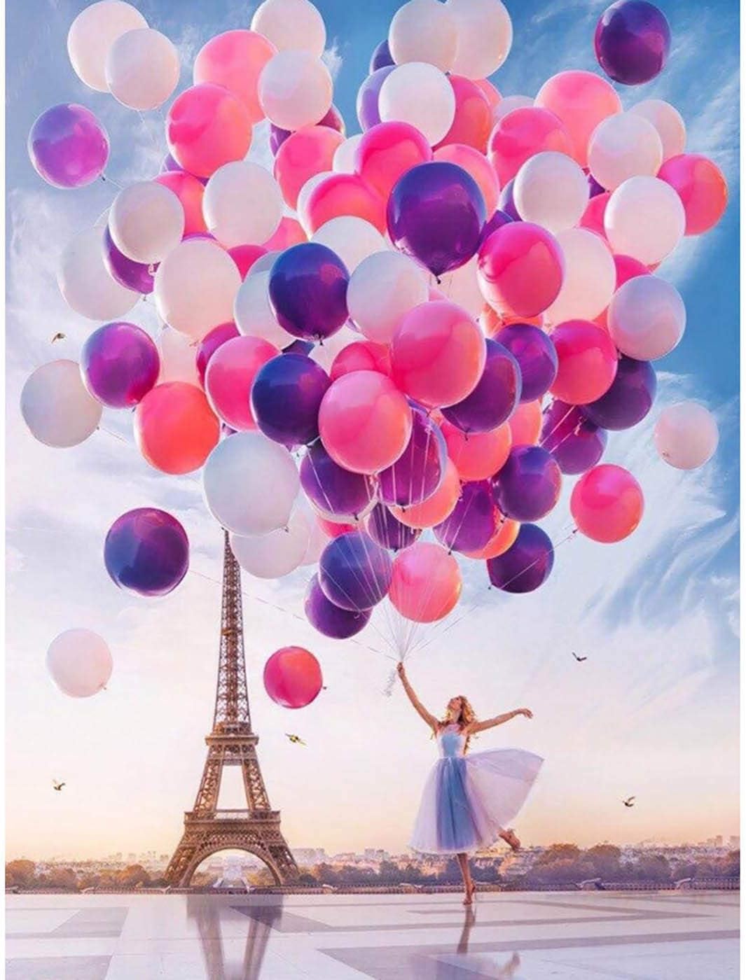 DIY 5D Diamond Painting Eiffel Tower Balloon, Kaliosy by Number Kits Paint with Diamonds Arts Supply Canvas Wall Decor 12x16 inch K1-454 (X13192)