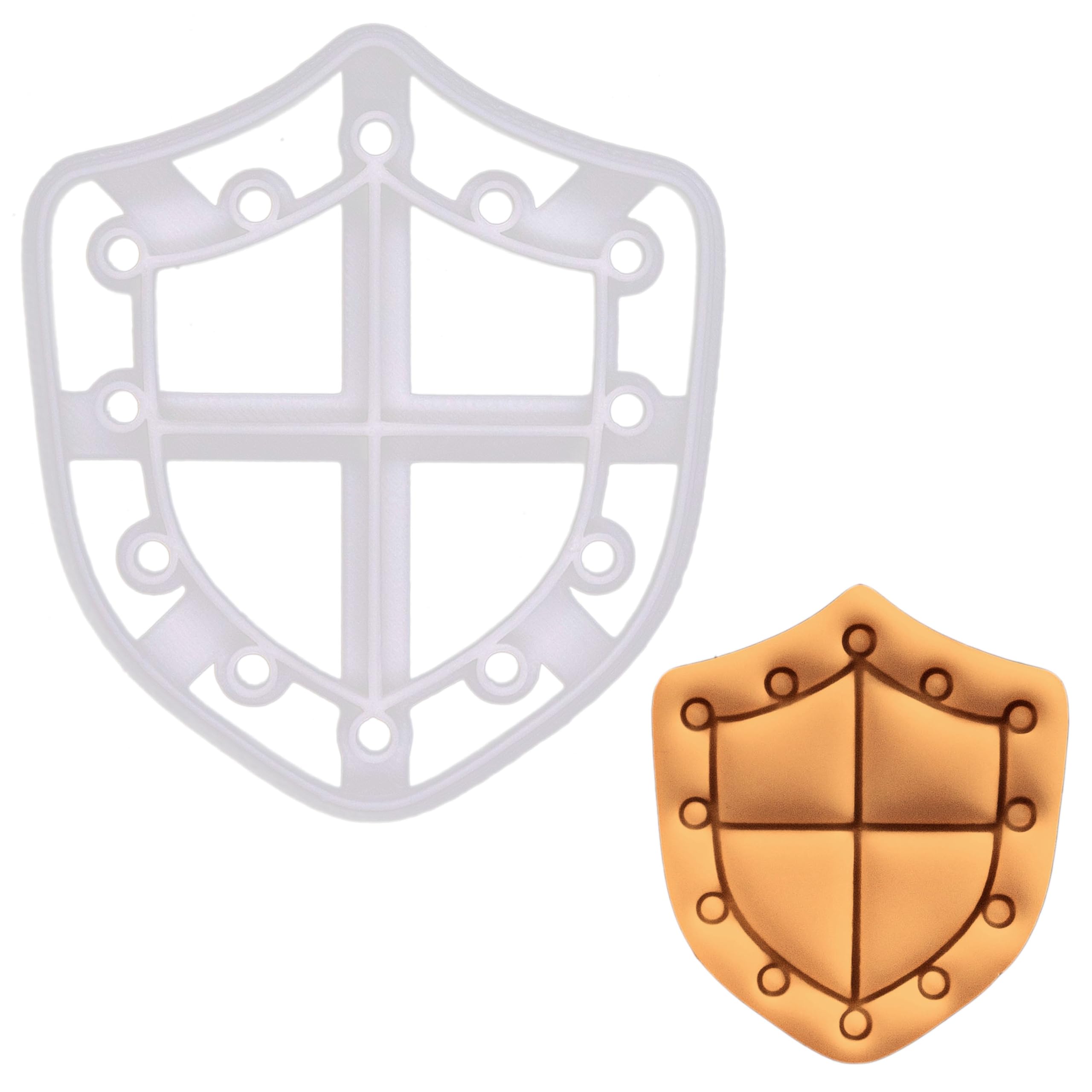 BAKERLOGY Knight Shield Cookie Cutter - Detailed Biscuit Cutter Design for Baking and Crafts, Ideal on Fondant, Dough, Clay