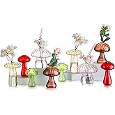 Glasseam Mushroom Propagation Vase, Colored Flower Vases Decorative Set of 10, Unique Small Glass Vases for Flowers,Aesthetic Mini Cute Vase Decor, Hydroponic Bud Vase for Bedroom Bathroom Kitchen