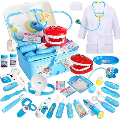 BUYGER Kids Doctors Set Case for Kids Educational Toys 3+ Stethoscope Lights