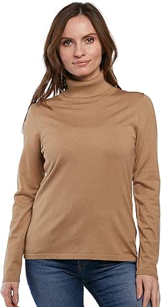 August Silk Women's Long Sleeve Turtleneck Top at Amazon Womenâs Clothing store
