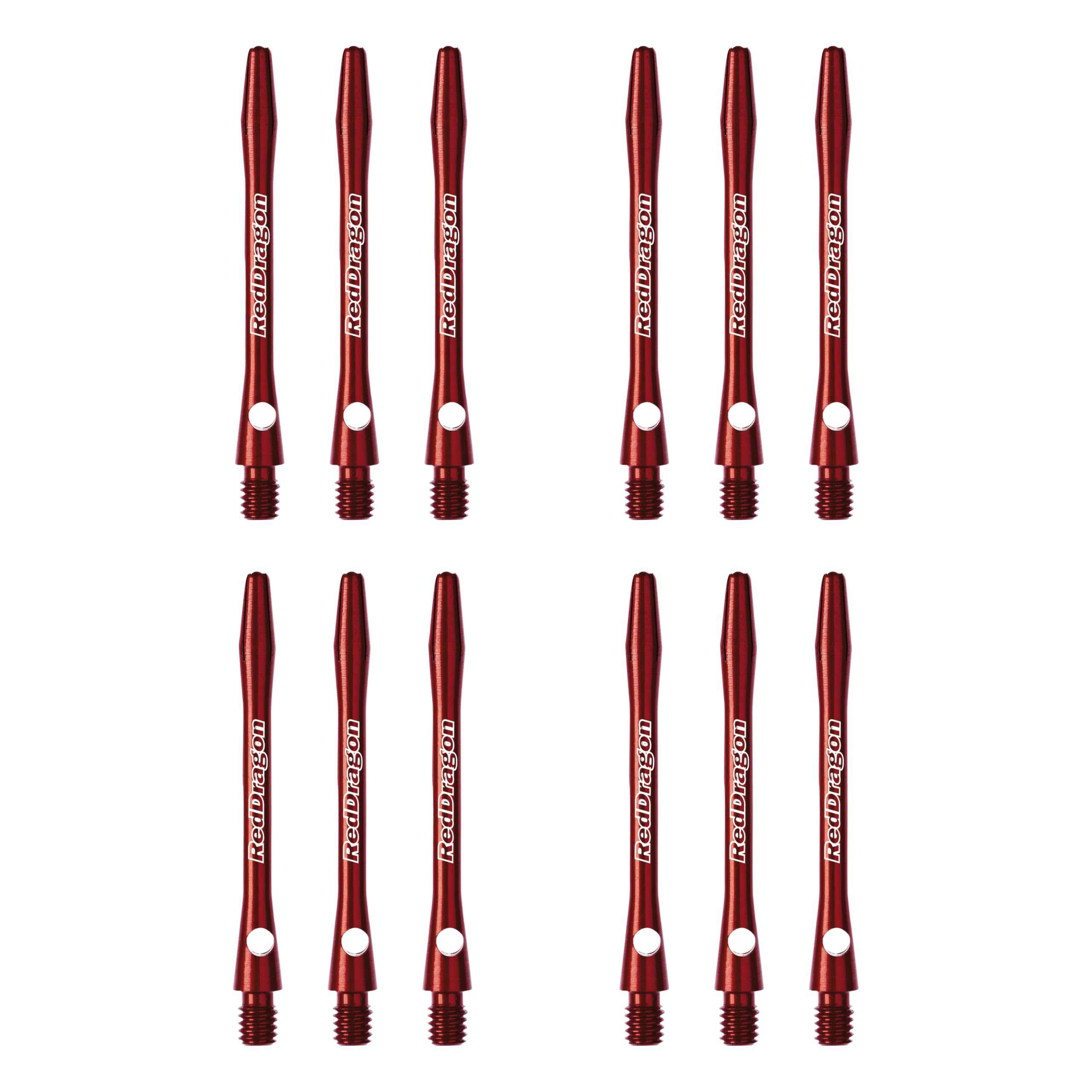 Laser Etched Aluminium Medium Red Dart Stems - 4 Sets per pack (12 sets in total)