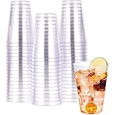 JOLLY CHEF 14 oz Clear Plastic Cups, 50 Pack Heavy-duty Party Glasses, Disposable plastic cups for wedding Cocktails Tumblers, Ideal for Halloween, Christmas, and Thanksgiving Parties