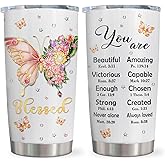 Qatdey Christian Gifts for Women Tumbler 20oz, Religious/Inspirational/Catholic/Spiritual/Birthday/Baptism Confirmation Gifts for Girl, Bible Verse/Scripture Present