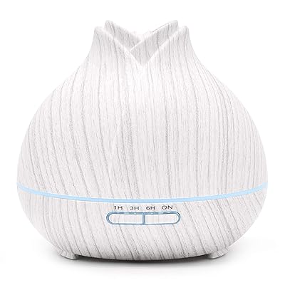 ASAKUKI Premium Essential Oil Diffuser, 400ml Aromatherapy Oil Diffuser with Cool Mist, Waterless Auto Shut-Off Humidifier and 7 Color LED Night Lights for Home Office Baby