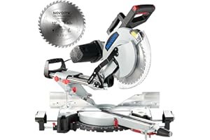 NOVORIK Double Bevel Compound Sliding Miter Saw, Double-Bevel Corded Miter Saw with Laser Guide & 15-Amp Heavy-Duty Motor, Sliding Miter Saw with TCT Saw Blade for Woodworking (12")