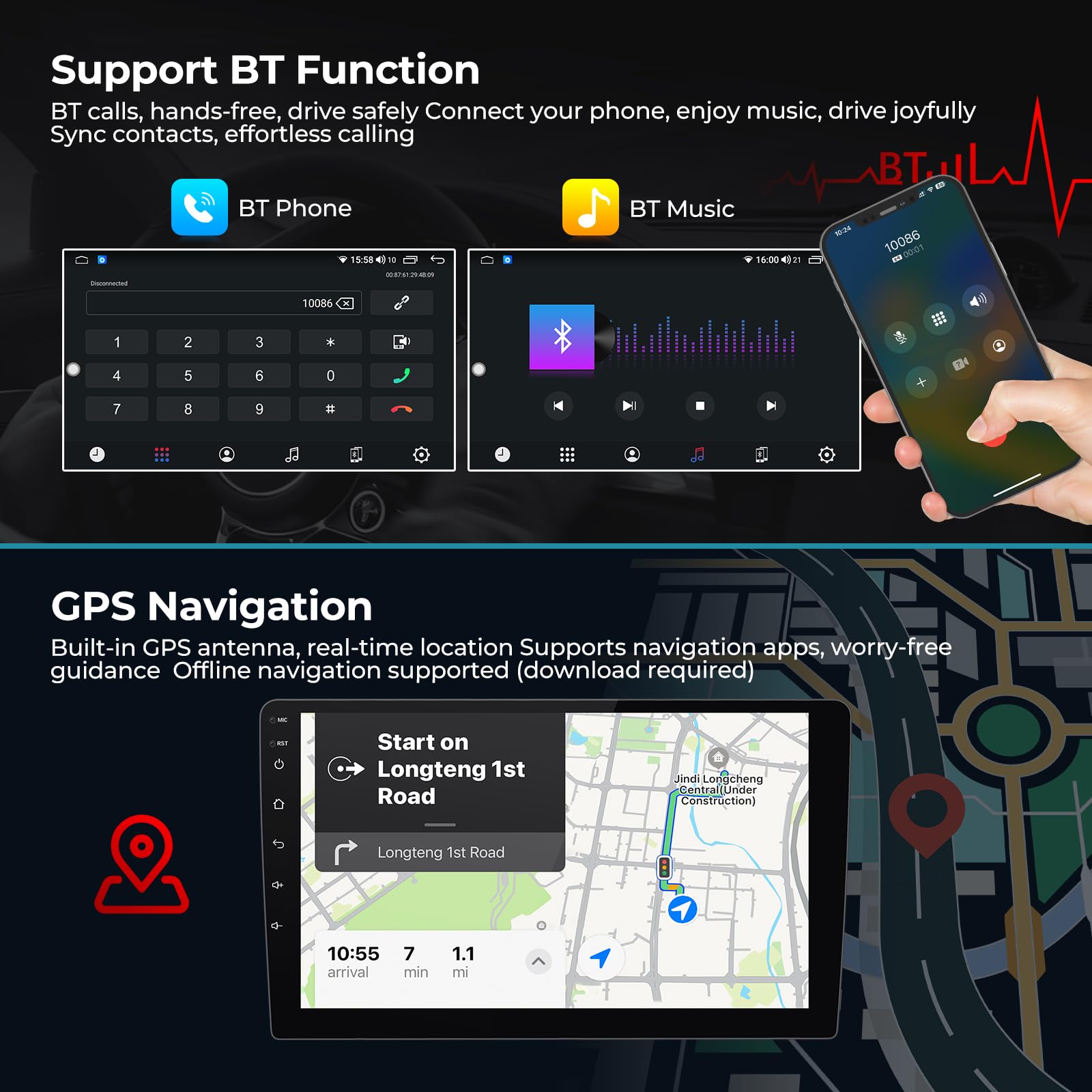 FELLOSTAR Android Touchscreen for Ford Escape 2012-2019 Radio Upgrade Stereo Replacement with Carplay Android Auto 8-Core 9 Inch QLED Screen