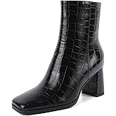 Joseywade Womens Ankle Boots Chunky Heel Boots Ankle Booties Square Toe 3 Inch Side Zip Boots Fall Shoes US Size 5-13