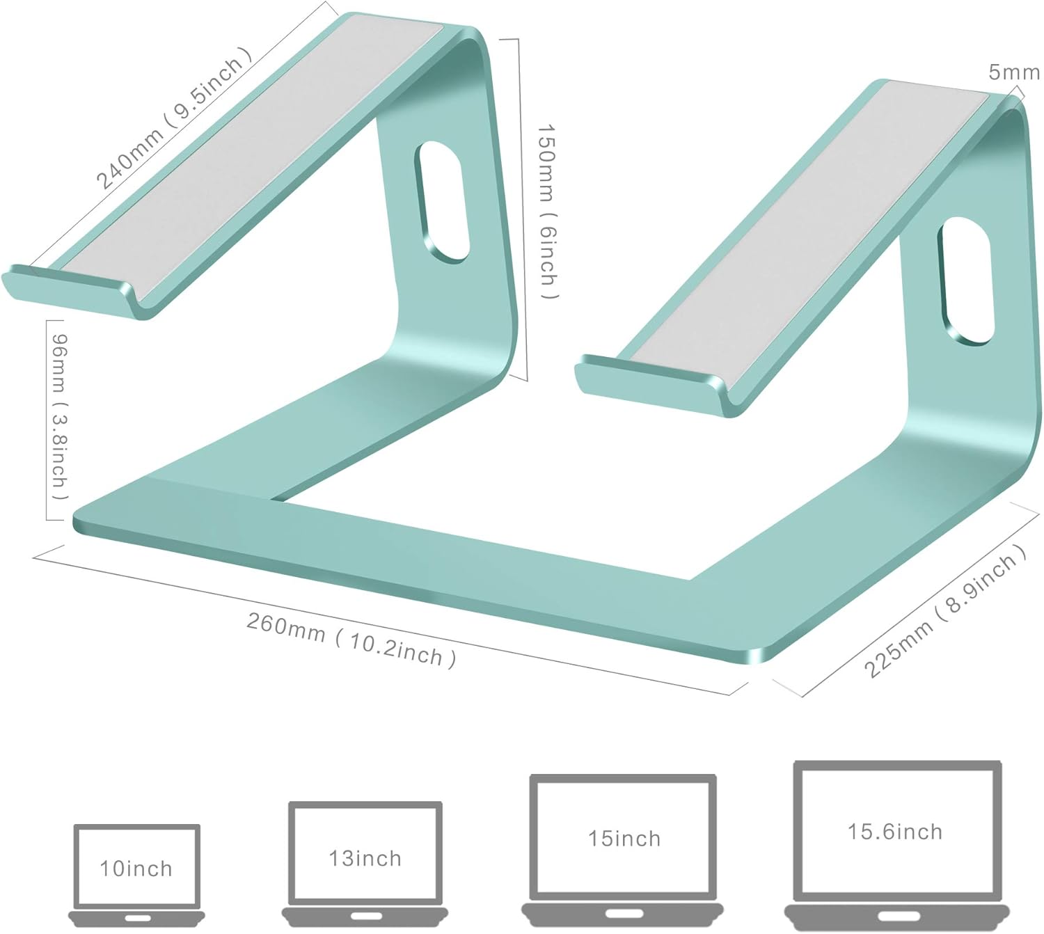Soundance Laptop Stand, Aluminum Computer Riser, Ergonomic Laptops Elevator for Desk, Metal Holder Compatible with 10 to 15.6 Inches Notebook Computer, Green: Office Products
