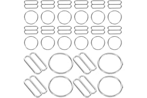HIAKDOFT 20 Pairs Metal Bra Strap Buckles and Rings Silver Bra Hooks Replacement for Swimsuit Dress