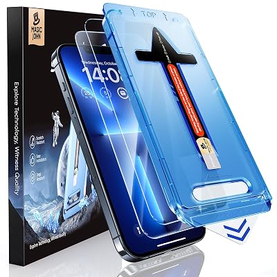MAGIC JOHN 2 Pack for iPhone 13 Pro Max/iPhone 14 Plus 6.7 inch Tempered Glass Screen Protector, Auto Dust-Elimination Installation, Bubble Free, HD Clear, Easy Installation