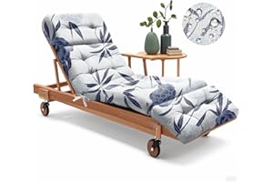 Uthem Outdoor Chaise Lounge Chair Cushion 75.1 x 22.8 x 4.7 Inches 100% Waterproof Replacement Cotton Patio Pool Lounge Chair Cushion for Outdoor Furniture with Ties, Blue Enchantress