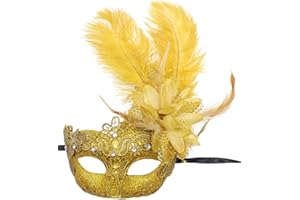Awlsyj Women's Feather Masquerade Mask Venetian Halloween Mardi Gras Costumes Party Ball Prom Mask
