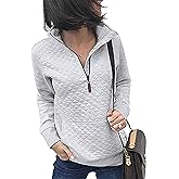 BTFBM Women Fashion Quilted Pattern Lightweight Zipper Long Sleeve Plain Casual Ladies Sweatshirts Pullovers Shirts Tops