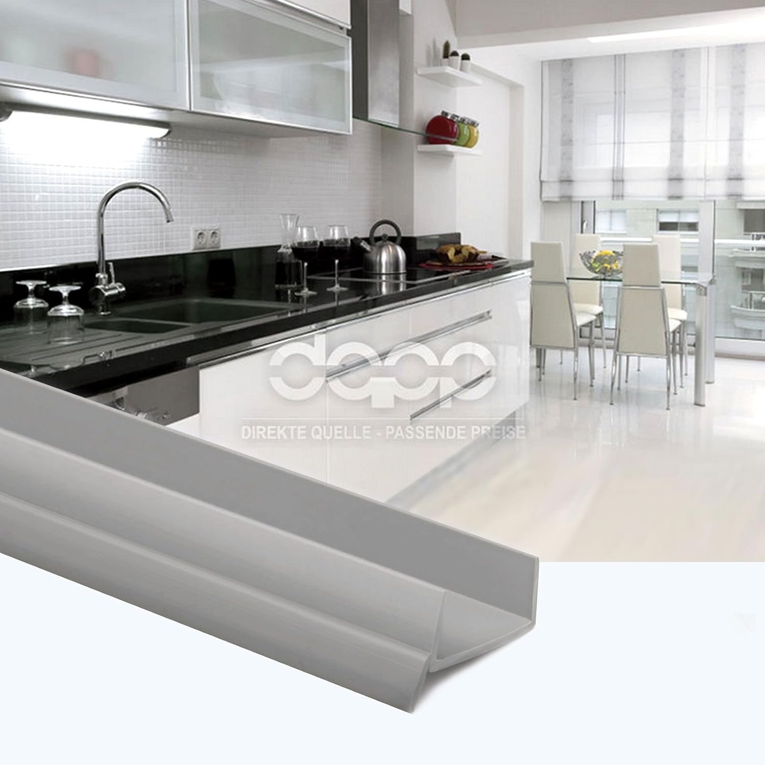 1.5m PVC Plinth Sealing Strip 18mm ash Grey Kitchen kickboard MDF