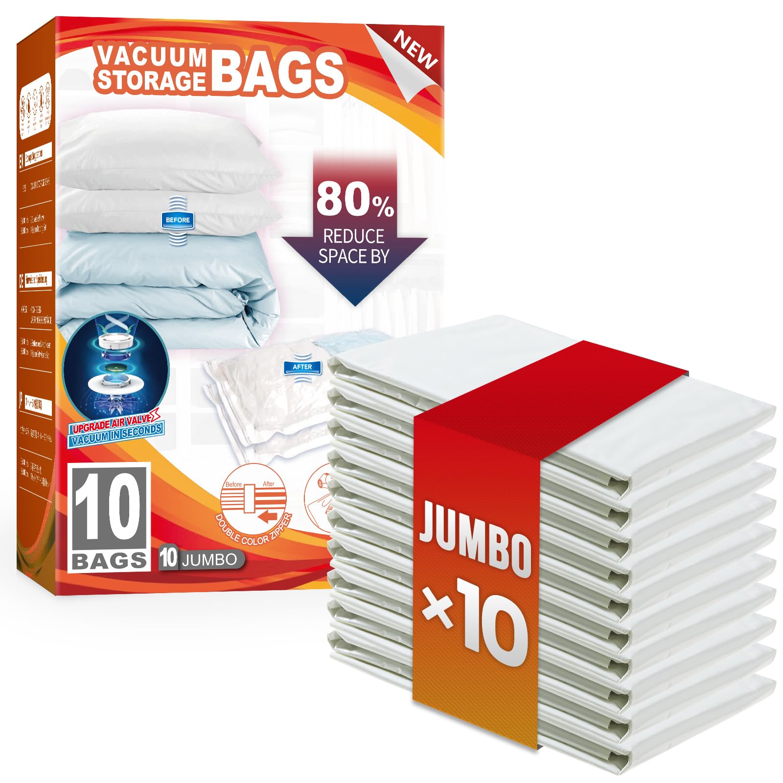 Taili TAILI 10 Pack Vacuum Storage Bags, Jumbo Vacuum Seal Bags for Clothing ...