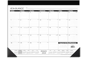 AT-A-GLANCE 2024 Desk Calendar, Monthly Desk Pad, 21-3/4" x 17", Standard (SK220024)