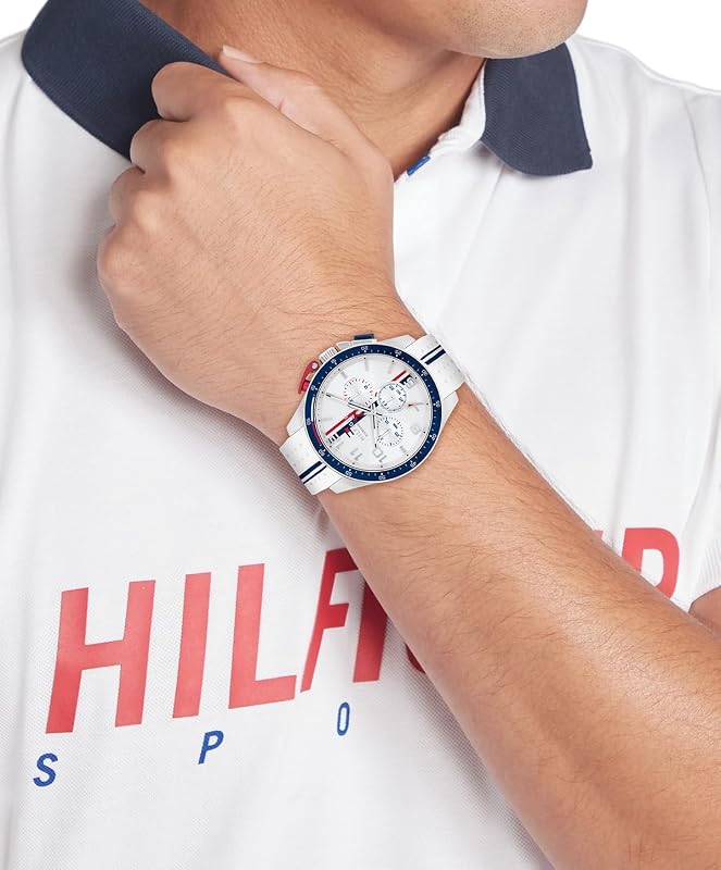 Orologio con Cronografo al Quarzoda Uomo con Cinturino in Silicone Bianco - 1792167