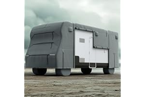 KING BIRD RV Cover, Heavy Duty Snow Protection, Fits 26-29ft Class C Motorhome, with Adhesive Repair Patches,Windproof Straps&Tire Covers