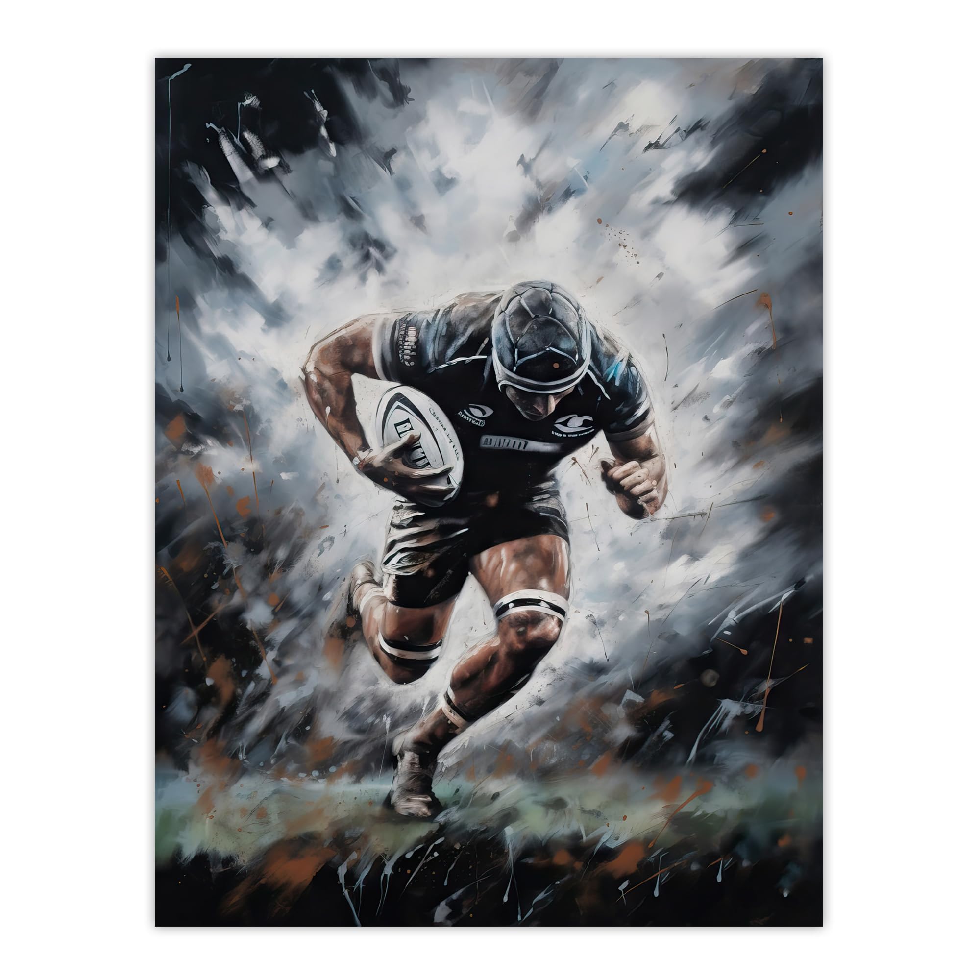 Artery8 Rugby Forward Powering Through Action Artwork For Him Rugby Fan Man Cave Extra Large XL Wall Art Poster Print