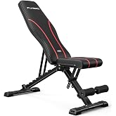 FLYBIRD Adjustable Weight Bench, Full Body Workout Bench for Home Gym (L) | Foldable Gym Bench with Flat Upright Decline Incline Bench, 8 Backrests, Premium Leather, Fast Adjustable and Space Saving