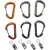 Outdoor Element Heavy Duty Gearbiner Clips - 2" Small Aluminum Carabiner with Hanging Clips - Small Keychain Survival Gear Carabiner for Hanging Keys, Bags and Camping Accessories - Pack of 6