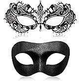 MYMENU Couple Masquerade Mask for Women Men Laser Cut Metal Mask Venetian Mask for Party Ball