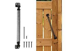 DREAMXIANG 11-1/2" Gate Spring Self Closing Heavy Duty Outdoor Door Spring Automatic Fence Gate Closure Hardware Spring Loaded Gate Latch with Adjustable Tool for Wooden and Vinyl Fence, Black (1 Pack)