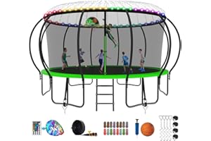 SKYUP 2024 Upgraded 8 10 12 14 15 16 FT 1500lbs Tranpoline for Kids and Adults with Light+Sprinkler+Socks, Recreational Tranpoline with Basketball Hoop, Ladder, ASTM Approved Tranpoline for 7-10 Kids