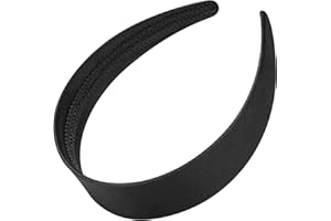 WantGor 1.6 Inch Wide Headbands Silk Satin Plain Headband for Women, Non Slip Solid Hair Bands Hair Accessories Cosplay DIY H
