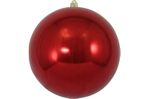 Christmas By Krebs 12" (300mm) Shiny Sonic Red [1 Piece] Extra Large Solid Oversized Huge Big Outdoor Plastic, UV Ball Ornament Hanging Tree Decorations