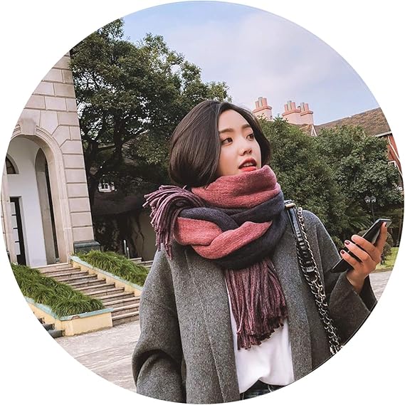 Amazon Co Jp 人気マフラースカーフレディース 春 冬 厚い両面な通学 通勤 ビッグ 暖かい色 ワインレッド ２００ ５５ 服 ファッション小物