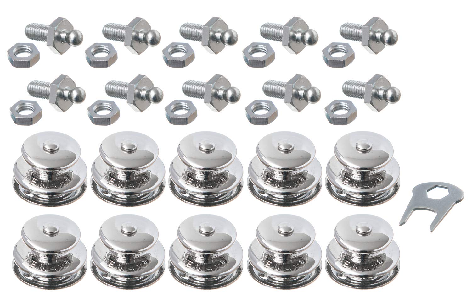 New Marine Pack of 10 TENAX® upper parts, large + 10 TENAX® threaded screws M5 x16 + 1 TENAX® key
